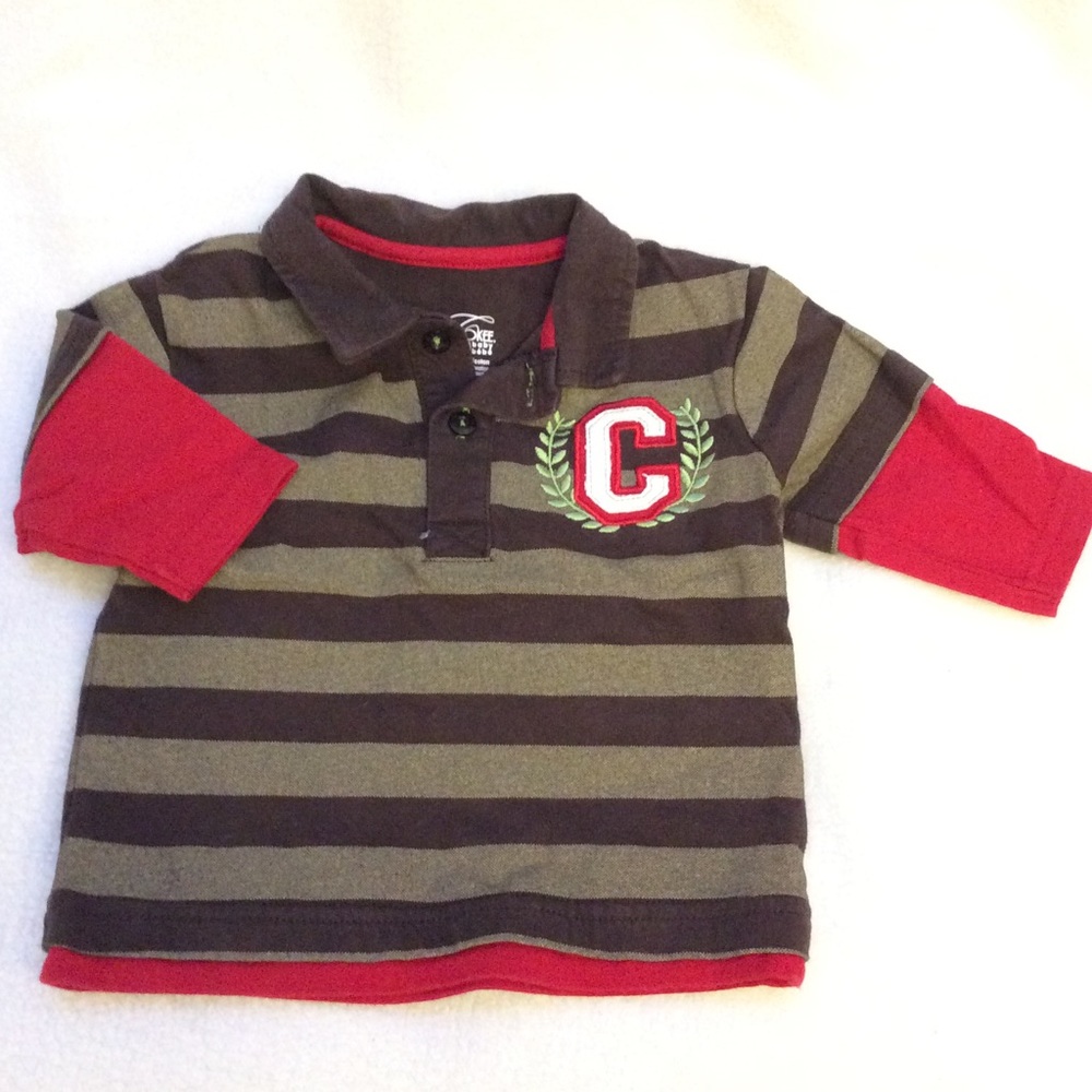 Cherokee 100% cotton long sleeve polo shirt 3-6M
